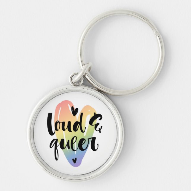 Loud & Queer | Watercolor Heart Key Ring (Front)