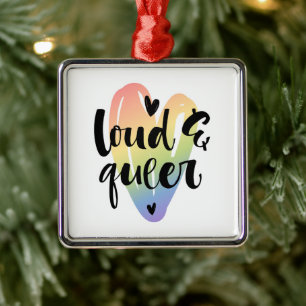 Loud & Queer   Watercolor Heart Metal Tree Decoration