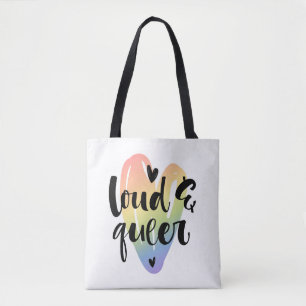 Loud & Queer Watercolor Heart Tote Bag
