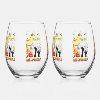 Louder Barware Smashing Boo Zombie Halloween Stemless Wine Glass