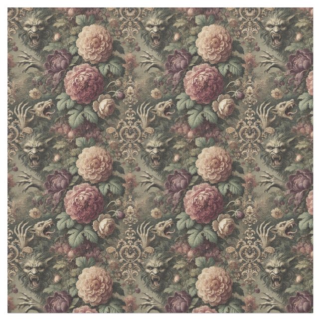 Louder than Blooms – Gothic Dense Tile Fabric (Close Up)
