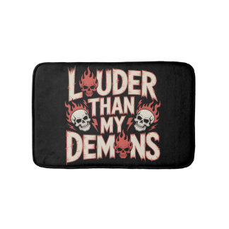 Louder Than My Demons: Gothic Skull and Flame Bath Mat