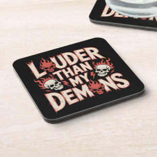 Louder Than My Demons: Gothic Skull and Flame Coaster