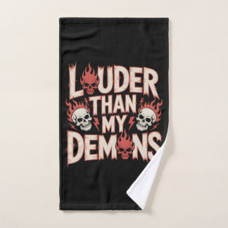 Louder Than My Demons: Gothic Skull and Flame Hand Towel