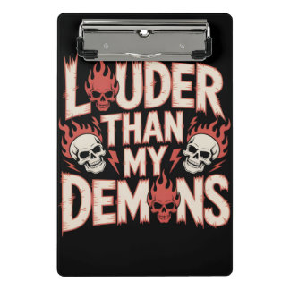 Louder Than My Demons: Gothic Skull and Flame Mini Clipboard
