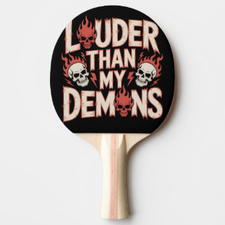 Louder Than My Demons: Gothic Skull and Flame Ping Pong Paddle