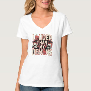 Louder Than My Demons: Gothic Skull and Flame T-Shirt