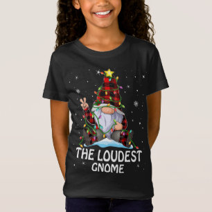 Loudest Gnome Buffalo Plaid Matching Christmas Tre T-Shirt