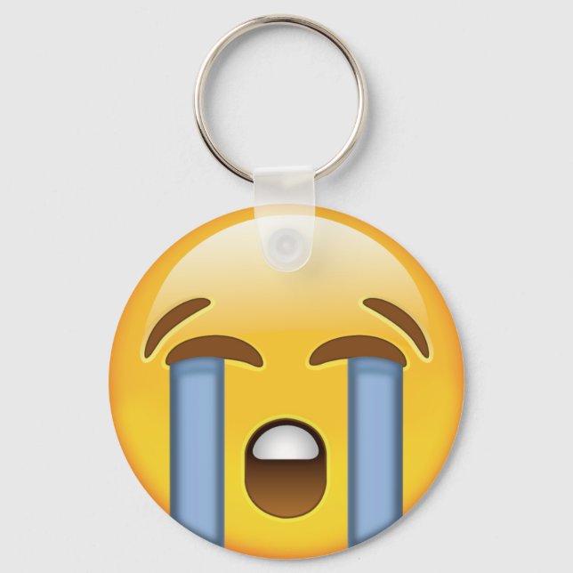 Loudly Crying Face Emoji Key Ring (Front)