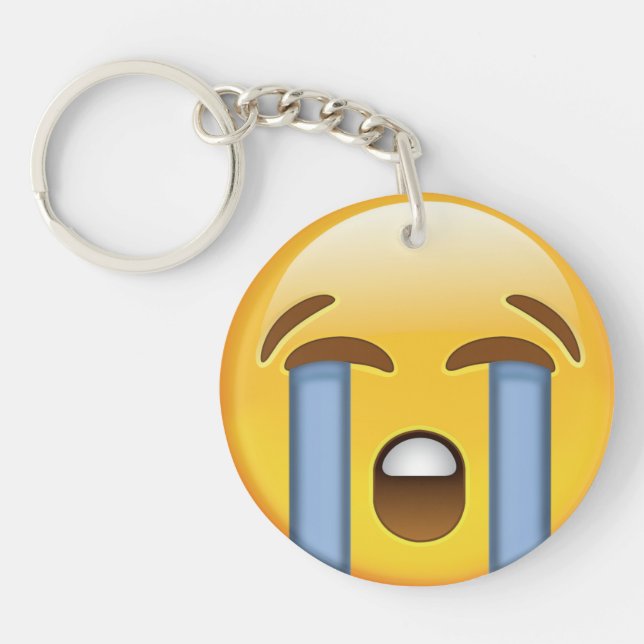 Loudly Crying Face Emoji Key Ring (Front)