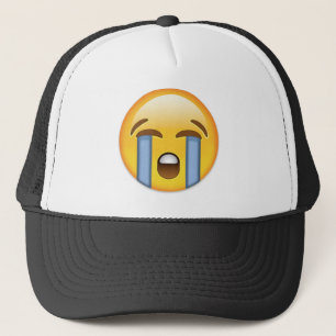 Loudly Crying Face Emoji Trucker Hat