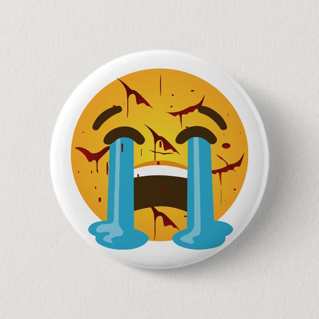 Loudly crying face - Sobbing, sad tears, crying 6 Cm Round Badge (Front)