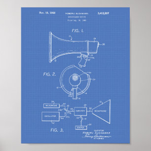 Loudspeaker 1968 Patent Art Blueprint Poster