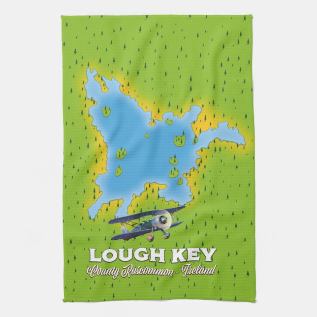 Lough Key County Roscommon, Ireland map Tea Towel (Vertical)