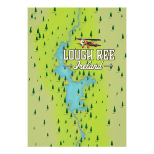 Lough Ree Ireland Vintage Map. Photo Print
