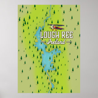 Lough Ree Ireland Vintage Map. Poster