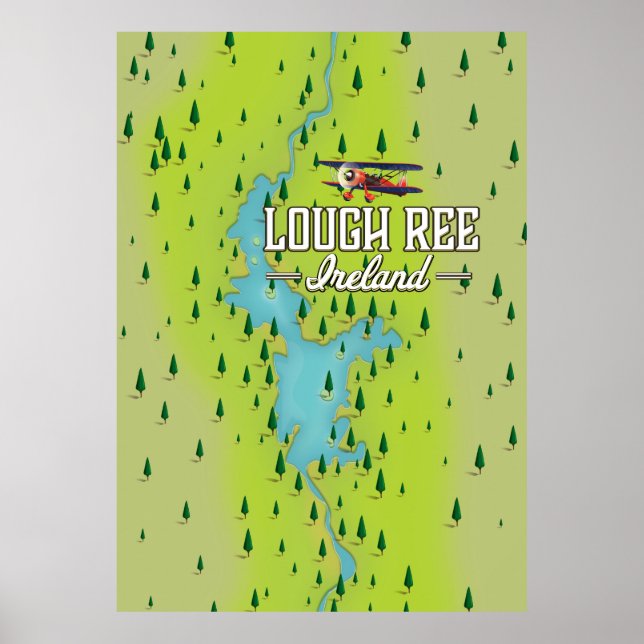 Lough Ree Ireland Vintage Map. Poster (Front)
