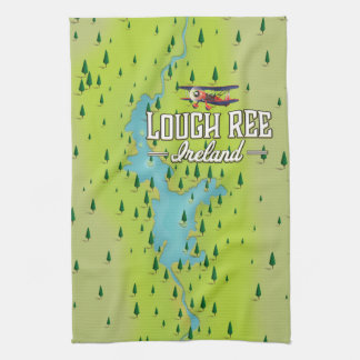 Lough Ree Ireland Vintage Map. Tea Towel