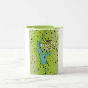 Lough Ree Ireland Vintage Map. Two-Tone Coffee Mug