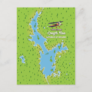 Lough Ree Republic of Ireland Map, irland lough, l Postcard