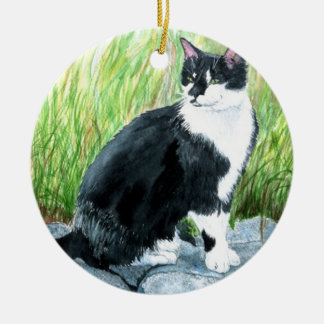 Louie the Tuxedo Cat Ceramic Tree Decoration