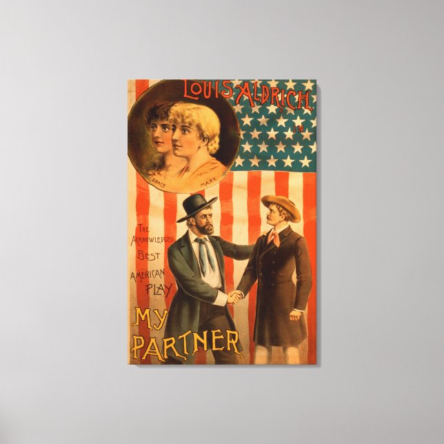 Louis Aldrich in My partner Theatrical Play Canvas Print (Front)
