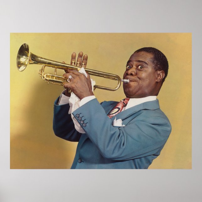 Louis Armstrong – Colour Jazz Portrait Poster (Front)