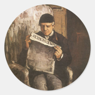 Louis Auguste Cezanne Father Of The Artist Reading Classic Round Sticker