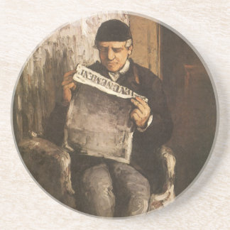 Louis Auguste Cezanne Father Of The Artist Reading Coaster