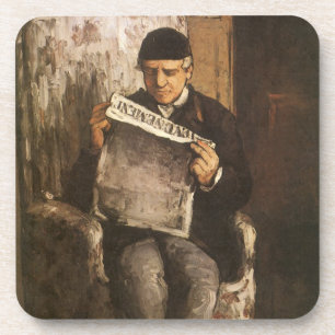 Louis Auguste Cezanne Father Of The Artist Reading Coaster