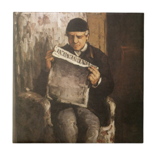 Louis Auguste Cezanne Father Of The Artist Reading Tile