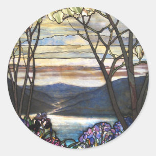 Louis Comfort Tiffany - Stained Glass 4 Magnolias Classic Round Sticker
