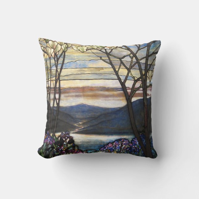 Louis Comfort Tiffany - Stained Glass 4 Magnolias Cushion (Front)
