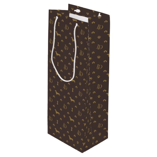 Louis Dachshund Luxury Dog Attire Wine Gift Bag (Front Angled)