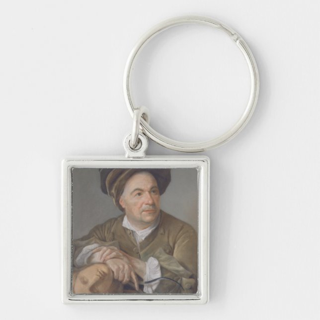Louis Francois Roubiliac (1702-62) (pastel on pape Key Ring (Front)