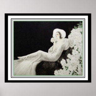 Louis Icart "White Flowers" Art Deco Print 16x20