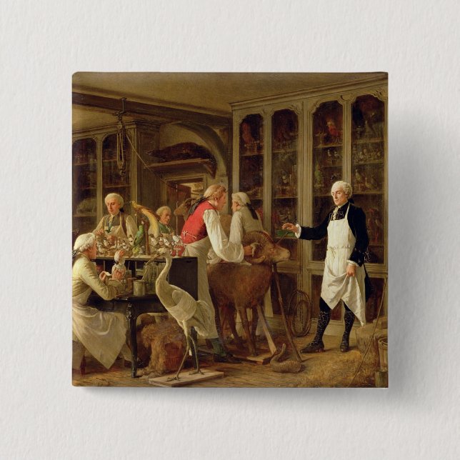 Louis Jean Marie Daubenton (1716-99) in his Labora 15 Cm Square Badge (Front)