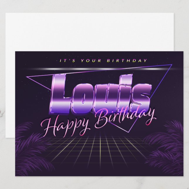 Louis Name First name lila retro card Birthday (Front/Back)