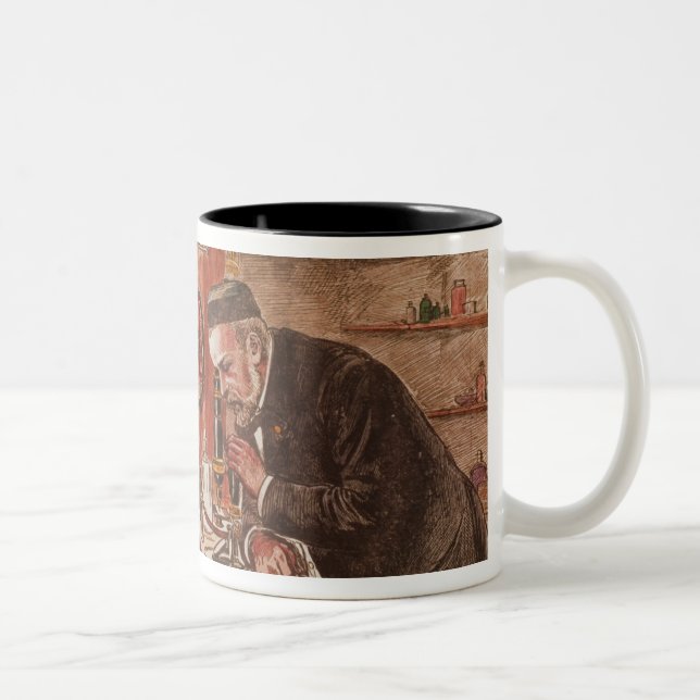 Louis Pasteur experimenting Two-Tone Coffee Mug (Right)