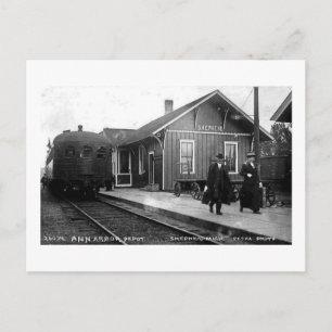 Louis Pesha Ann Arbor Railroad Depot Shepherd, MI Postcard