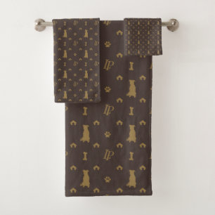 Louis Pitbull Luxury Dog Bling Pattern Bath Towel Set