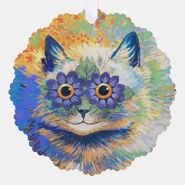Louis Wain 2 Psychedelic Cats  Tree Decoration Card (Front)