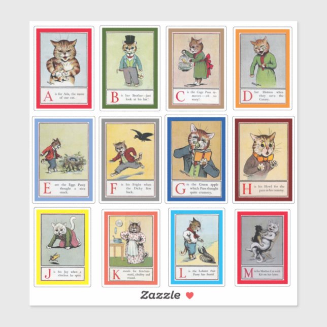 Louis Wain Alphabet Cats (A-M) (Sheet)