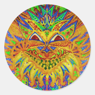 Louis Wain - Blue Paisley Cat Classic Round Sticker