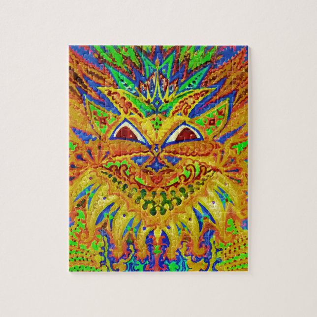 Louis Wain - Blue Paisley Cat Jigsaw Puzzle (Vertical)