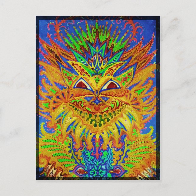 Louis Wain - Blue Paisley Cat Postcard (Front)