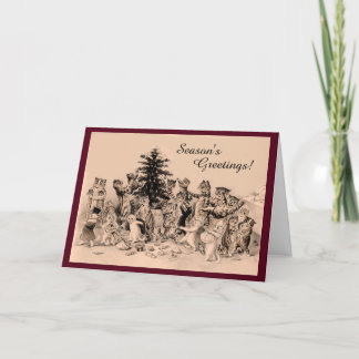 Louis Wain Cat Christmas Party-Vintage Christmas Thank You Card