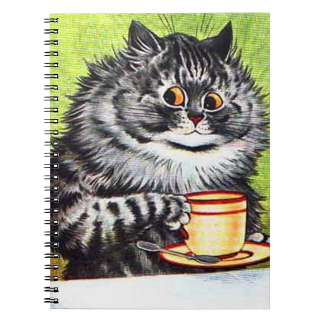 Louis Wain Cat Drinking Coffee Notebook (Front)