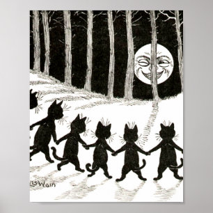 Louis Wain Cat Full Moon Poster