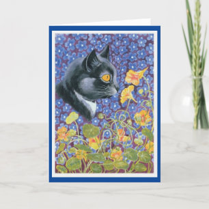 Louis Wain,Cat in a Sea of Flowers, Greeting Card